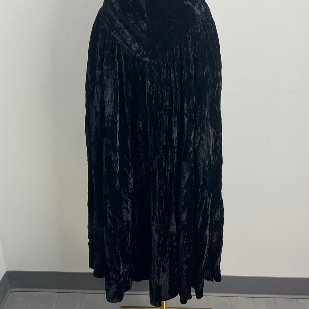 Vintage Betsey Johnson Punk Label 80s Black Velvet Midi Dress Basque Waist - Picture 6 of 10